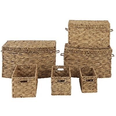 PREMIER Housewares cestini, Tripla Torsione, Set di 6, Ferro, giacinto d' Acqua, Naturale PREMIER Housewares cestini, Tripla Torsione, Set di 6, Ferro, giacinto d' Acqua, Naturale