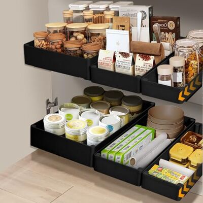 VINATO Set 3 Cassetti Estraibili per Cucina, 3 Dimensioni Organizzatore Estraibile Cucina,Cassetto Estraibile per Dispensa, Montaggio Senza Fori Cassetti Estraibili per Armadi VINATO Set 3 Cassetti Estraibili per Cucina, 3 Dimensioni Organizzatore Estraibile Cucina,Cassetto Estraibile per Dispensa, Montaggio Senza Fori Cassetti Estraibili per Armadi
