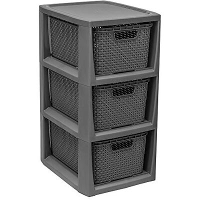 BRANQ Scaffale con 3 Cesti in Rattan - Scaffale con 3 Cesti BRANQ Scaffale con 3 Cesti in Rattan - Scaffale con 3 Cesti