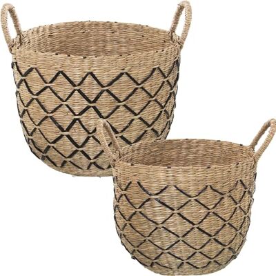 DRW Set di 2 cestini di erba di mare in naturale 34x29 e 30x25cm DRW Set di 2 cestini di erba di mare in naturale 34x29 e 30x25cm