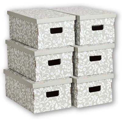 Lavatelli Set di 6 Scatole in Cartone certificate Fsc, organizer per armadio con coperchio, portaoggetti, per trasporto e trasloco, vestiti e scarpe 29x51x20cm, Fiori Lavatelli Set di 6 Scatole in Cartone certificate Fsc, organizer per armadio con coperchio, portaoggetti, per trasporto e trasloco, vestiti e scarpe 29x51x20cm, Fiori
