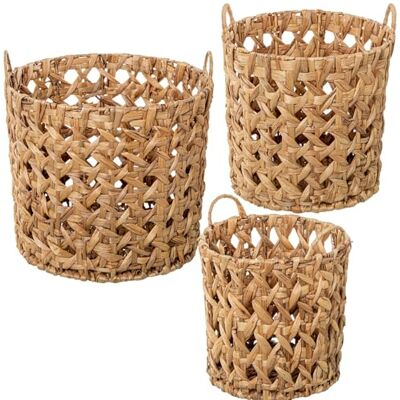 DRW Set di 3 cesti di Erba di mare traforati Naturale ø39x35+ø33x32+ø28x29 cm DRW Set di 3 cesti di Erba di mare traforati Naturale ø39x35+ø33x32+ø28x29 cm