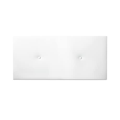 DUÉRMETE ONLINE Testiera Premium Imbottita Modello Milano   Rivestimento in Ecopelle di Alta Gamma, Legno Pelle Sintetica, Bianco, 130 x 60 cm (Cama 120)