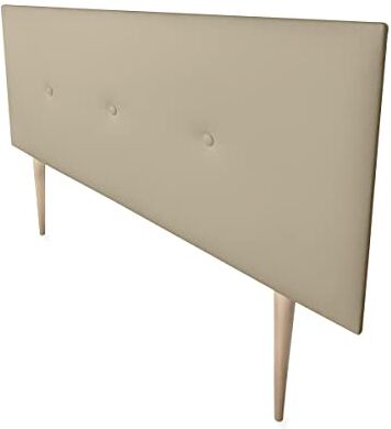 Mattfy Testiera Premium Imbottita Modello Malta   Rivestimento in Ecopelle di Alta Gamma, Legno Pelle Sintetica, Beige, 170 x 60 cm con Patas (Cama 160)