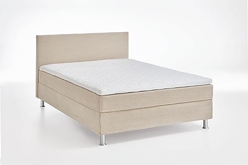 Atlantic Home Collection Letto da Boxe con griglia e Materasso a Molle, Legno, Crema, 140 x 200 cm