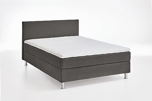 Atlantic Home Collection Letto da Boxe con griglia e Materasso a Molle, Poliuretano, Grigio Scuro, 140 x 200 cm