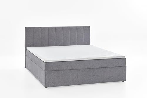 Atlantic Home Collection Letto da Boxe Alva con Materasso a Molle e Topper, Grigio, 160 x 200 cm