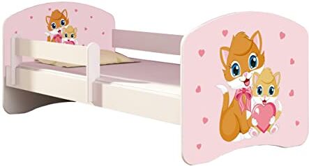 ACMA Letto per bambino Cameretta per bambino con materasso Cassetto II (33 Gatti, 140x70)