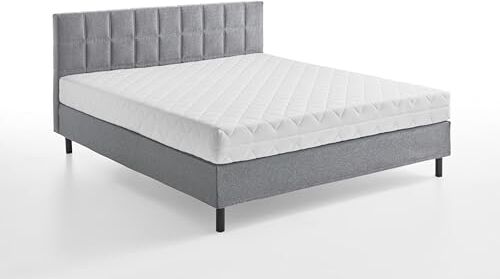 Atlantic Home Collection Nikola-Letto da Boxe con Materasso a Molle H3, Grigio Chiaro, 160 x 200 cm