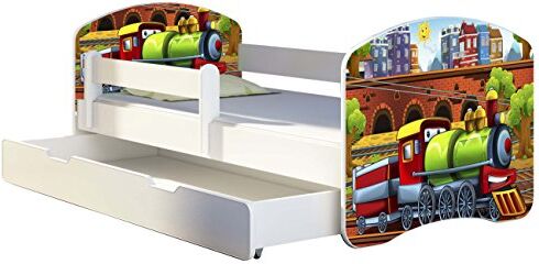 ACMA Letto per bambino Cameretta per bambino con materasso Cassetto  II (44 Choo-choo, 160x80 + Cassetto)