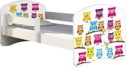 ACMA Letto per bambino Cameretta per bambino con materasso Cassetto II (31 Gufi, 140x70)