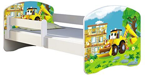 ACMA Letto per bambino Cameretta per bambino con materasso Cassetto  II (20 L'escavatrice, 160x80)