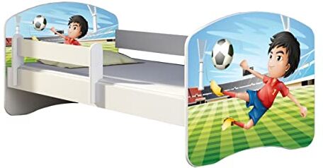 ACMA Letto per bambino Cameretta per bambino con materasso Cassetto II (13 Il calciatore, 140x70)