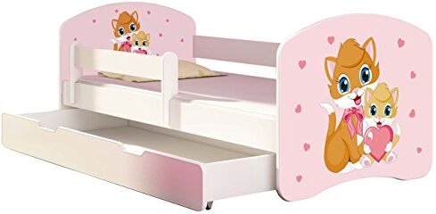 ACMA Letto per bambino Cameretta per bambino con materasso Cassetto  II (33 Gatti, 180x80 + Cassetto)