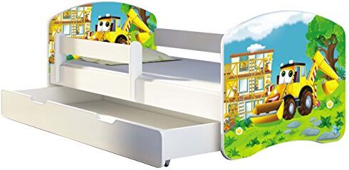 ACMA Letto per Bambino Cameretta per Bambino con Materasso Cassetto II (20 L'escavatrice, 180x80 + Cassetto)