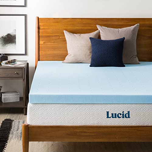 LUCID Materasso in Memory Foam infuso Gel da 3 Pollici, Blu, Una Piazza e Mezza, Completo