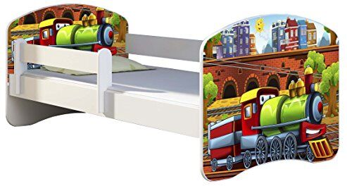 ACMA Letto per bambino Cameretta per bambino con materasso Cassetto  II (44 Choo-choo, 180x80)