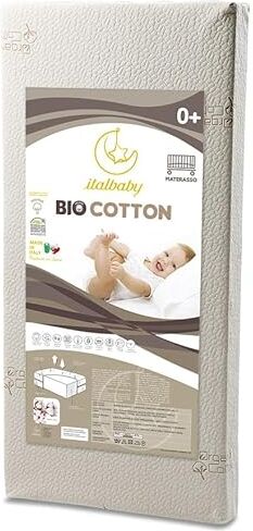 Italbaby Materasso Bio-Cotton per lettini, sfoderabile, misura cm 70X140