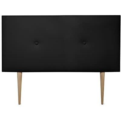 DUÉRMETE ONLINE Testiera Premium imbottita modello Milano, con gambe, rivestita in ecopelle di alta gamma, legno, nero, 130 x 60 cm (letto da 120) DUÉRMETE ONLINE Testiera Premium imbottita modello Milano, con gambe, rivestita in ecopelle di alta gamma, legno, nero, 130 x 60 cm (letto da 120)