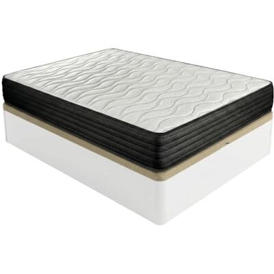 DUÉRMETE ONLINE Pack Materasso viscoelastico Pocket Visco Reversibile + Letto in Legno Pieghevole Grande capacità, Poliuretano, Bianco, 105 x 190 DUÉRMETE ONLINE Pack Materasso viscoelastico Pocket Visco Reversibile + Letto in Legno Pieghevole Grande capacità, Poliuretano, Bianco, 105 x 190
