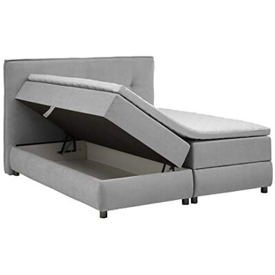 Atlantic Home Collection Letto a molle con topper (durezza H2) e vano portaoggetti su entrambi i lati, grigio chiaro, grigio chiaro, 200 x 200 cm Atlantic Home Collection Letto a molle con topper (durezza H2) e vano portaoggetti su entrambi i lati, grigio chiaro, grigio chiaro, 200 x 200 cm