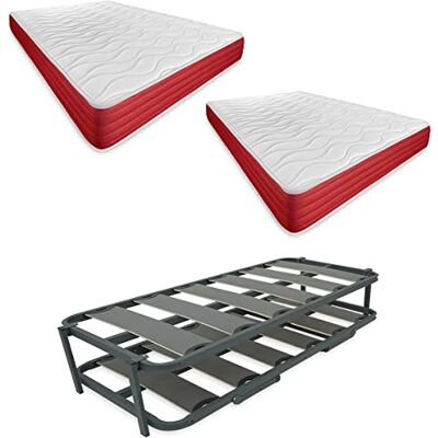 DUÉRMETE ONLINE Completo di 2 materassi Lite (faccia inverno/estate) + letto a nido rinforzato, acciaio legato, 90 x 190 cm DUÉRMETE ONLINE Completo di 2 materassi Lite (faccia inverno/estate) + letto a nido rinforzato, acciaio legato, 90 x 190 cm