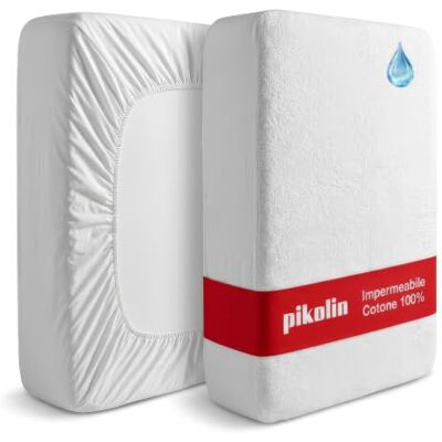 PIKOLIN Coprimaterasso Singolo Impermeabile 90 x 190/200 cm 32 cm di Altezza 100% Cotone Extra Morbido Protettore di Materasso Traspirante, Assorbente e Certificato Oeko-Tex PIKOLIN Coprimaterasso Singolo Impermeabile 90 x 190/200 cm 32 cm di Altezza 100% Cotone Extra Morbido Protettore di Materasso Traspirante, Assorbente e Certificato Oeko-Tex