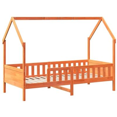 vidaXL Giroletto Casetta Bambini Marrone Cera 80x200 cm Massello Pino vidaXL Giroletto Casetta Bambini Marrone Cera 80x200 cm Massello Pino