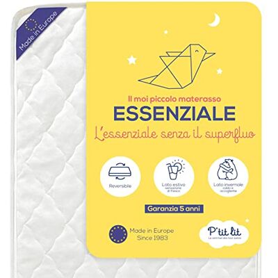 P'tit Lit Materasso bambino Indispensabile 70x140 cm Climatizzato: 1 lato estivo/ 1 lato invernale Oeko Tex® Fabbricazione europea P'tit Lit Materasso bambino Indispensabile 70x140 cm Climatizzato: 1 lato estivo/ 1 lato invernale Oeko Tex® Fabbricazione europea
