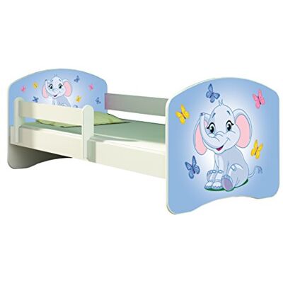 ACMA II Letto per bambino Cameretta per bambino con materasso Rete a doghe, Bianco (26 L'elefantino colorato, 140x70) ACMA II Letto per bambino Cameretta per bambino con materasso Rete a doghe, Bianco (26 L'elefantino colorato, 140x70)