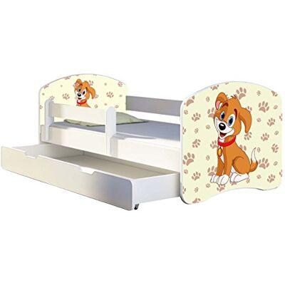 ACMA II Letto per bambino Cameretta per bambino con materasso Rete a doghe Cassetto, Bianco (11 Il cagnolino, 160x80 + Cassetto) ACMA II Letto per bambino Cameretta per bambino con materasso Rete a doghe Cassetto, Bianco (11 Il cagnolino, 160x80 + Cassetto)