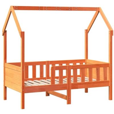 vidaXL Giroletto Casetta Bambini Marrone Cera 80x160 cm Massello Pino vidaXL Giroletto Casetta Bambini Marrone Cera 80x160 cm Massello Pino