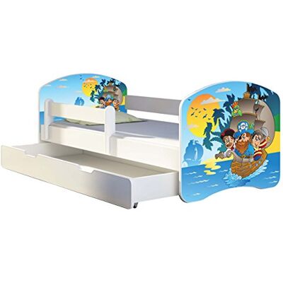 ACMA II Letto per bambino Cameretta per bambino con materasso Rete a doghe Cassetto, Bianco (21 I pirati, 160x80 + Cassetto) ACMA II Letto per bambino Cameretta per bambino con materasso Rete a doghe Cassetto, Bianco (21 I pirati, 160x80 + Cassetto)