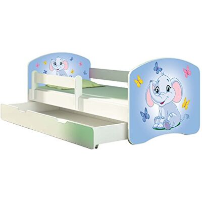 ACMA II Letto per bambino Cameretta per bambino con materasso Rete a doghe Cassetto, Bianco (26 L'elefantino colorato, 160x80 + Cassetto) ACMA II Letto per bambino Cameretta per bambino con materasso Rete a doghe Cassetto, Bianco (26 L'elefantino colorato, 160x80 + Cassetto)