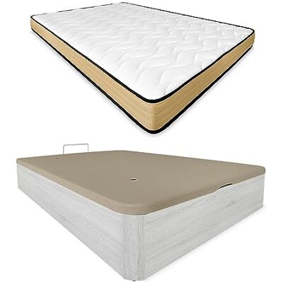 DUÉRMETE ONLINE Aura Materasso viscoelastico reversibile + letto in legno pieghevole, grande capacità, 105 x 190 DUÉRMETE ONLINE Aura Materasso viscoelastico reversibile + letto in legno pieghevole, grande capacità, 105 x 190