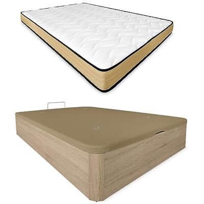 DUÉRMETE ONLINE Aura Materasso viscoelastico reversibile + letto in legno pieghevole, grande capacità, 90 x 190 cm DUÉRMETE ONLINE Aura Materasso viscoelastico reversibile + letto in legno pieghevole, grande capacità, 90 x 190 cm