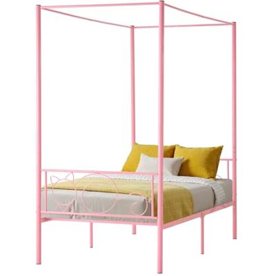 VEVOR Struttura per Letto a Baldacchino Matrimoniale, Letto in Metallo con Testiera Minimalista, Supporto a Doghe in Acciaio Rotondo, Senza Materasso a Molle, Contenitore Sotto Letto, Rosa VEVOR Struttura per Letto a Baldacchino Matrimoniale, Letto in Metallo con Testiera Minimalista, Supporto a Doghe in Acciaio Rotondo, Senza Materasso a Molle, Contenitore Sotto Letto, Rosa