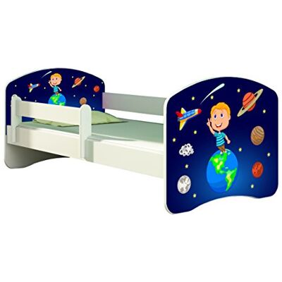 ACMA II Letto per bambino Cameretta per bambino con materasso Rete a doghe, Bianco (22 Il cosmo, 140x70) ACMA II Letto per bambino Cameretta per bambino con materasso Rete a doghe, Bianco (22 Il cosmo, 140x70)