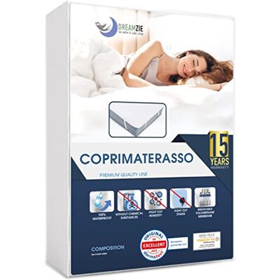 Protettore per Materasso Impermeabile Dreamzie - 200x200 cm - Traspirante & Elastico Protettore per Materasso Impermeabile Dreamzie - 200x200 cm - Traspirante & Elastico