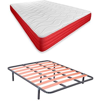 DUÉRMETE ONLINE Letto completo con materasso Lite reversibile (faccia inverno/estate) + rete Basic con 4 gambe morsetto, 90 x 190 DUÉRMETE ONLINE Letto completo con materasso Lite reversibile (faccia inverno/estate) + rete Basic con 4 gambe morsetto, 90 x 190