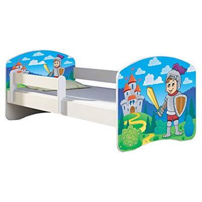 ACMA II Letto per bambino Cameretta per bambino con materasso Rete a doghe, Bianco (32 Cavaliere, 160x80) ACMA II Letto per bambino Cameretta per bambino con materasso Rete a doghe, Bianco (32 Cavaliere, 160x80)