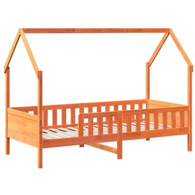 vidaXL Giroletto Casetta Bambini Marrone Cera 90x190 cm Massello Pino vidaXL Giroletto Casetta Bambini Marrone Cera 90x190 cm Massello Pino