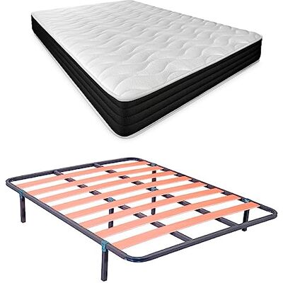 DUÉRMETE ONLINE Letto completo con materasso Pocket Visco Reversibile (lato inverno/estate) + Rete Basic con 6 gambe morsetto, 135 x 190 cm DUÉRMETE ONLINE Letto completo con materasso Pocket Visco Reversibile (lato inverno/estate) + Rete Basic con 6 gambe morsetto, 135 x 190 cm