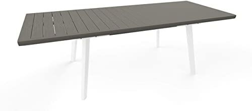 Keter Tavolo Per Giardino Harmony Allungabile Adatto Per 6/10 Persone, Bianco e Grigio 162 241 X 100,5 X 76 Centimetri