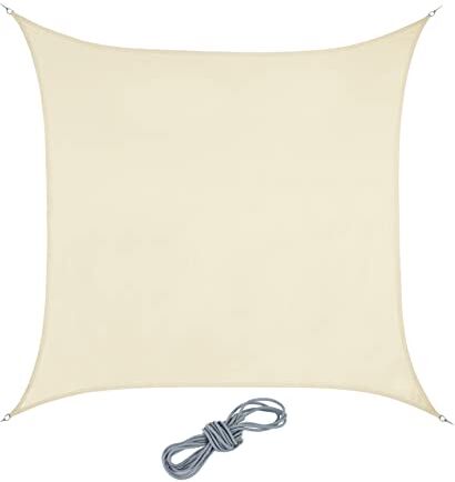 Relaxdays Tenda Parasole per Esterni Quadrata, in Tessuto PES, Anti UV, Terrazza, Giardino, Misura: 2 x 2 Metri, Beige, 1 pz