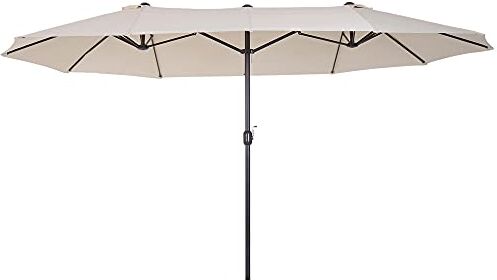 Outsunny Ombrellone Parasole da Giardino e Esterno Doppio in Tessuto e Poliestere, 4.55 x 2.4m, Beige