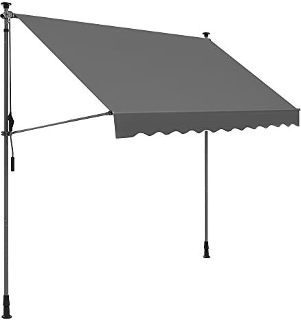 SONGMICS Tenda a Morsetto, 250 x 130 cm, Tenda da Balcone, Regolabile in Altezza, con Manovella, Protezione Solare, per Balcone, Terrazza, Giardino, Antracite