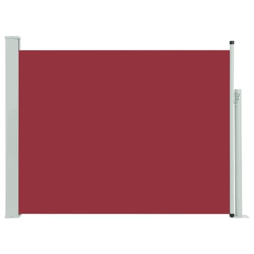 vidaXL Tenda da Sole Laterale Retrattile per Patio Privacy Automatica Schermo Parasole Frangivento 140x500 cm in Tessuto PU Rossa Telaio in Ferro