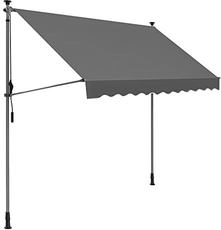 SONGMICS Tenda a Morsetto, 300 x 130 cm, Tenda da Balcone, Regolabile in Altezza, con Manovella, Protezione dal Sole, per Balcone, Terrazza, Giardino, Antracite