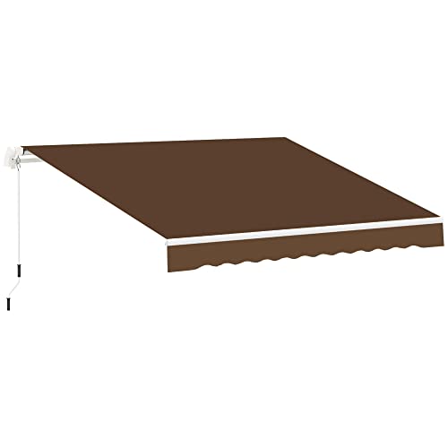 Outsunny Tenda da Sole 4x2.5m a Bracci Estensibili per Esterno Avvolgibile a Manovella, Copertura Impermeabile, Metallo e Alluminio, Rosso Ruggine